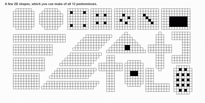 Pentomino puzzle - 2D figures task