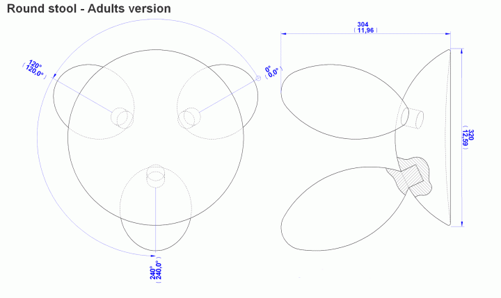 Round stool (Adult version) - Assembly drawing