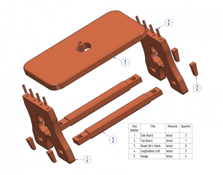 Rustic stool - Parts list