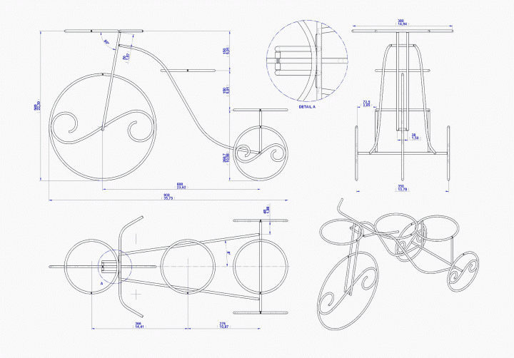 Rustic tricycle planter - Assembly drawing