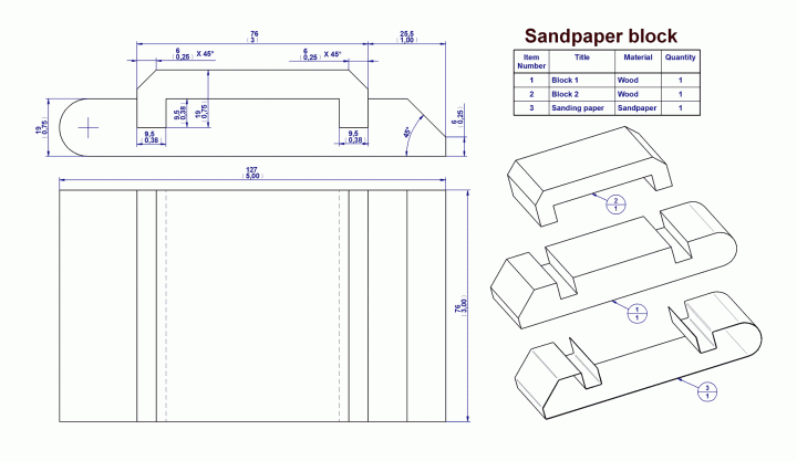 Sandpaper block drawing