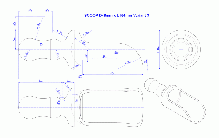 Wooden scoop (Version 3) - Drawing