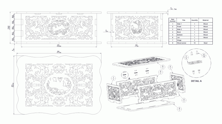 Scroll saw box - Assembly drawing
