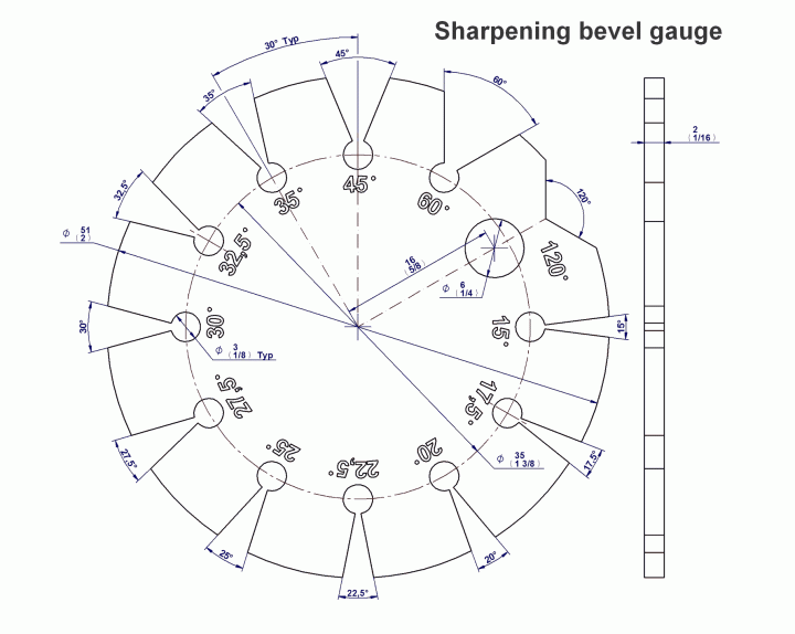 Sharpening bevel gauge - Drawing