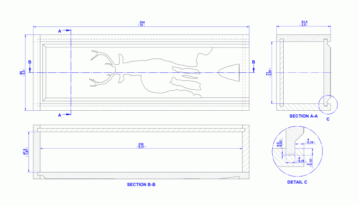Sliding lid box with box joint - Assembly drawing