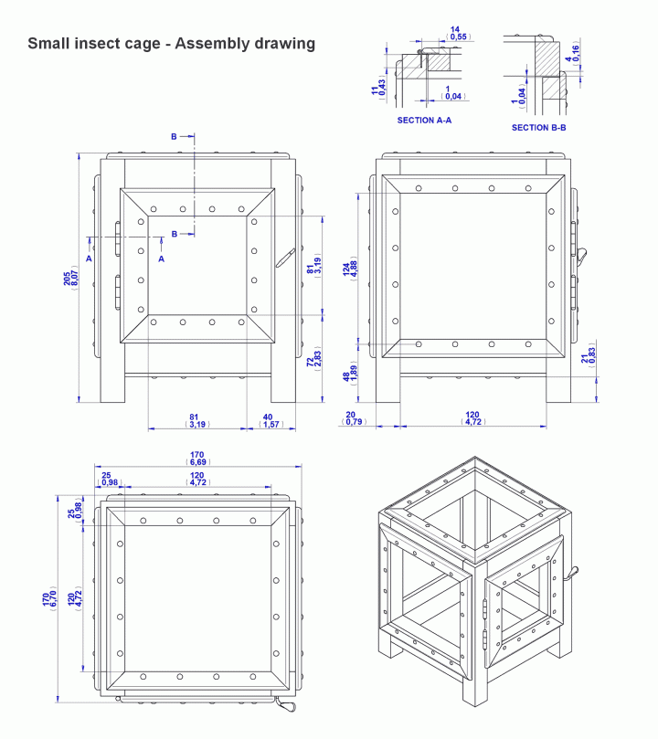 Small Insect cage - Assembly drawing