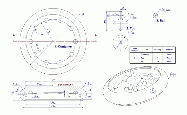 Spinner Game for Kids - Parts and assembly drawing