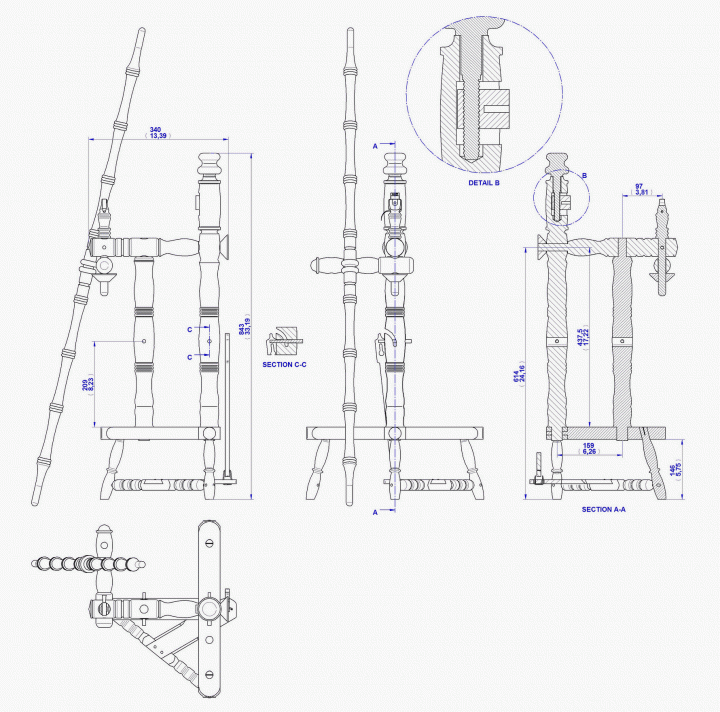 Spinning wheel - Frame subassembly drawing