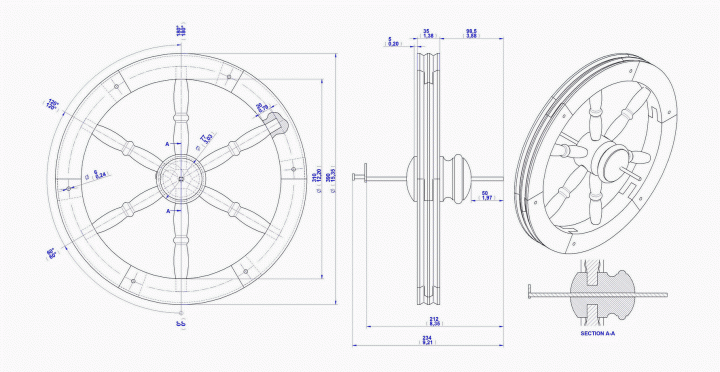 Spinning wheel - Wheel subassembly drawing