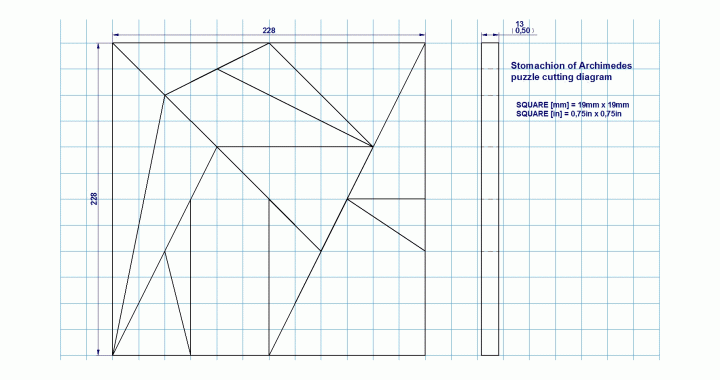 Stomachion of Archimedes puzzle - Cutting diagram