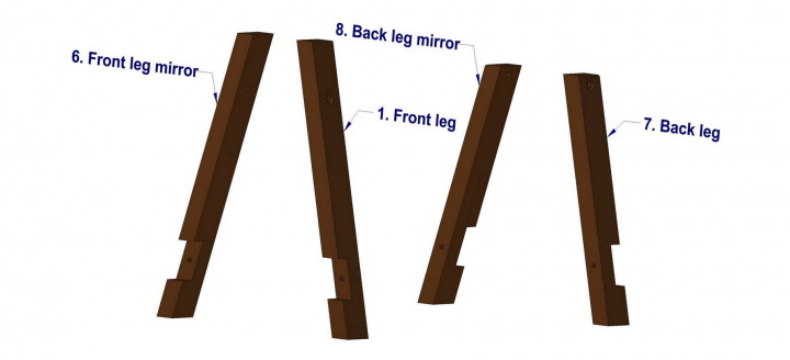 Sturdy sawhorse with mounted vise - Mirror parts