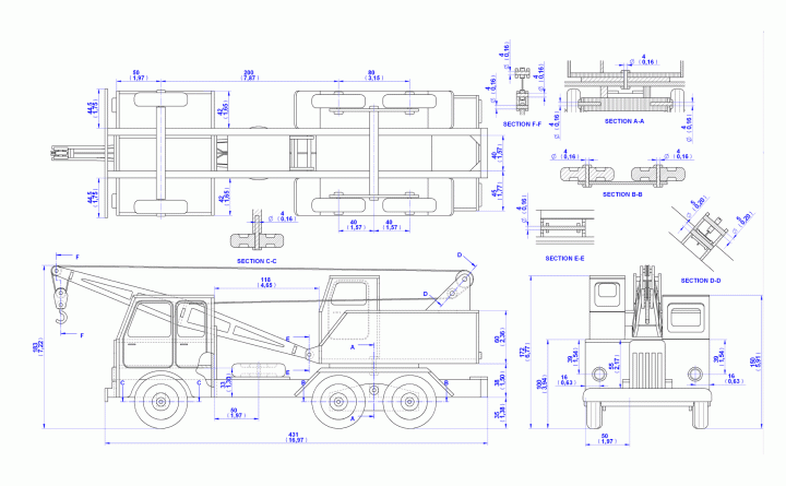 Truck crane model plan - Assembly drawings 1