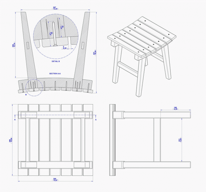 Useful stool - Assembly drawing