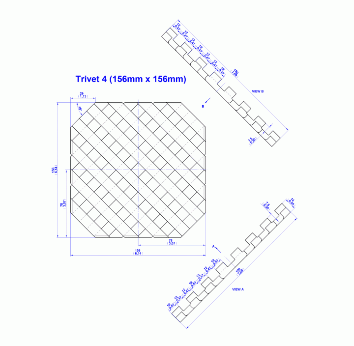 Waffle pattern trivet 4 - Drawing 1