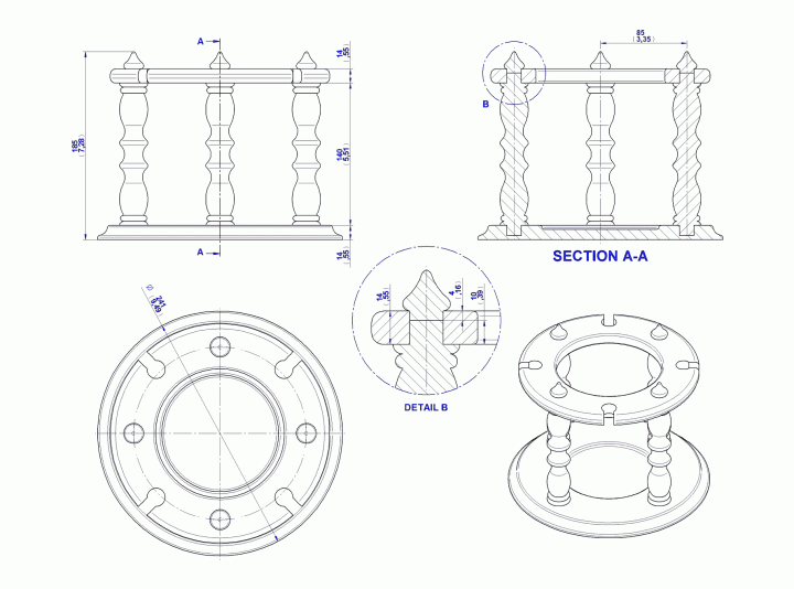 Wine bottle and glass holder - Assembly drawing