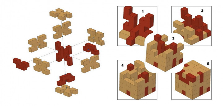 Simple wooden 3D puzzle - Solution
