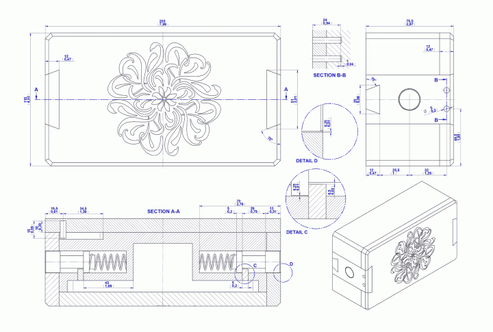 Wooden puzzle box - Assembly drawing