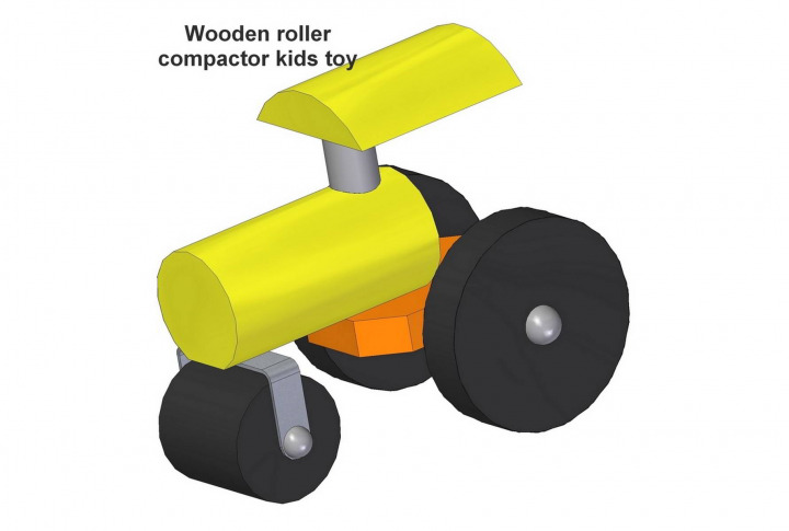 Wooden roller compactor kids toy plan