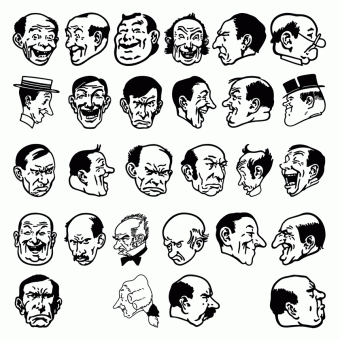28 illustrations of human heads