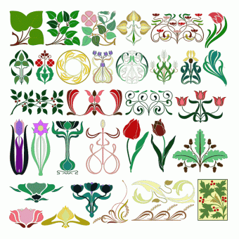 Collection of floral brushwork designs
