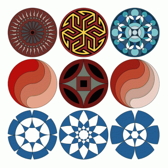 Collection of simple round geometric patterns