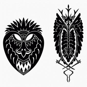 Two designs of grotesque animals