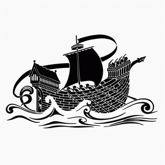 Stencil of a medieval ship