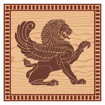 Ornamental winged lion pattern