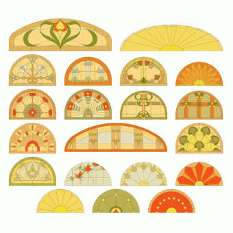 Oval and semicircular stained glass patterns
