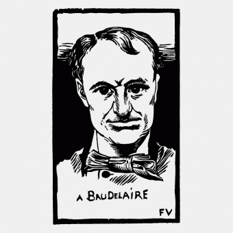 Vectorized woodcut of Charles Baudelaire