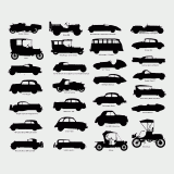 Scroll saw silhouettes of old cars