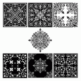 Square ornaments formed by corner ornaments