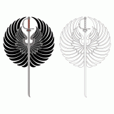 Sword and wings stencil design