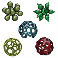 Math art 3D models based on truncated icosahedron