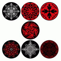 Collection of 7 circular ornaments
