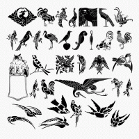 Collection of birds stencils