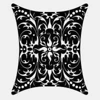 Cushion shaped design in blackwork