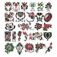Floral stencil design elements