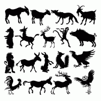 Silhouettes of Animals from the Book of Aesop's Fables