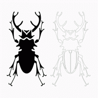 Stag beetle stencil pattern