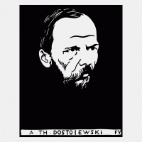 Vectorized woodcut of Fyodor Dostoyevsky