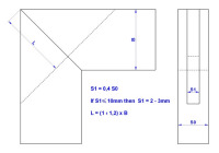Dimensioning of miter joint reinforced with feather spline