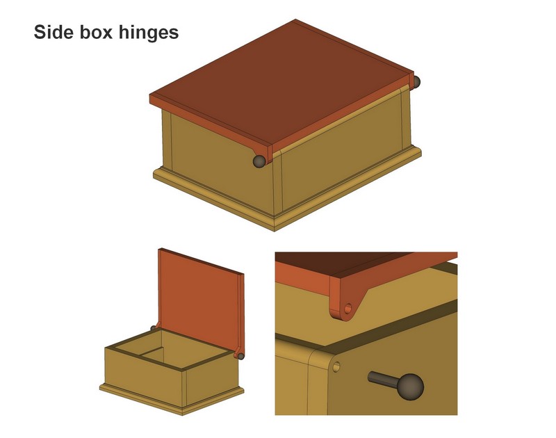Wooden side box hinges